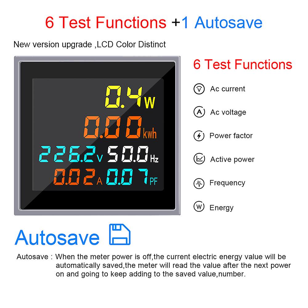 Ac Voltmeter Ammeter Wattmeter Power Energy Frequency Meter Ac 110v 220v  Volt Amp Herz Power Factor Voltage Current Montior