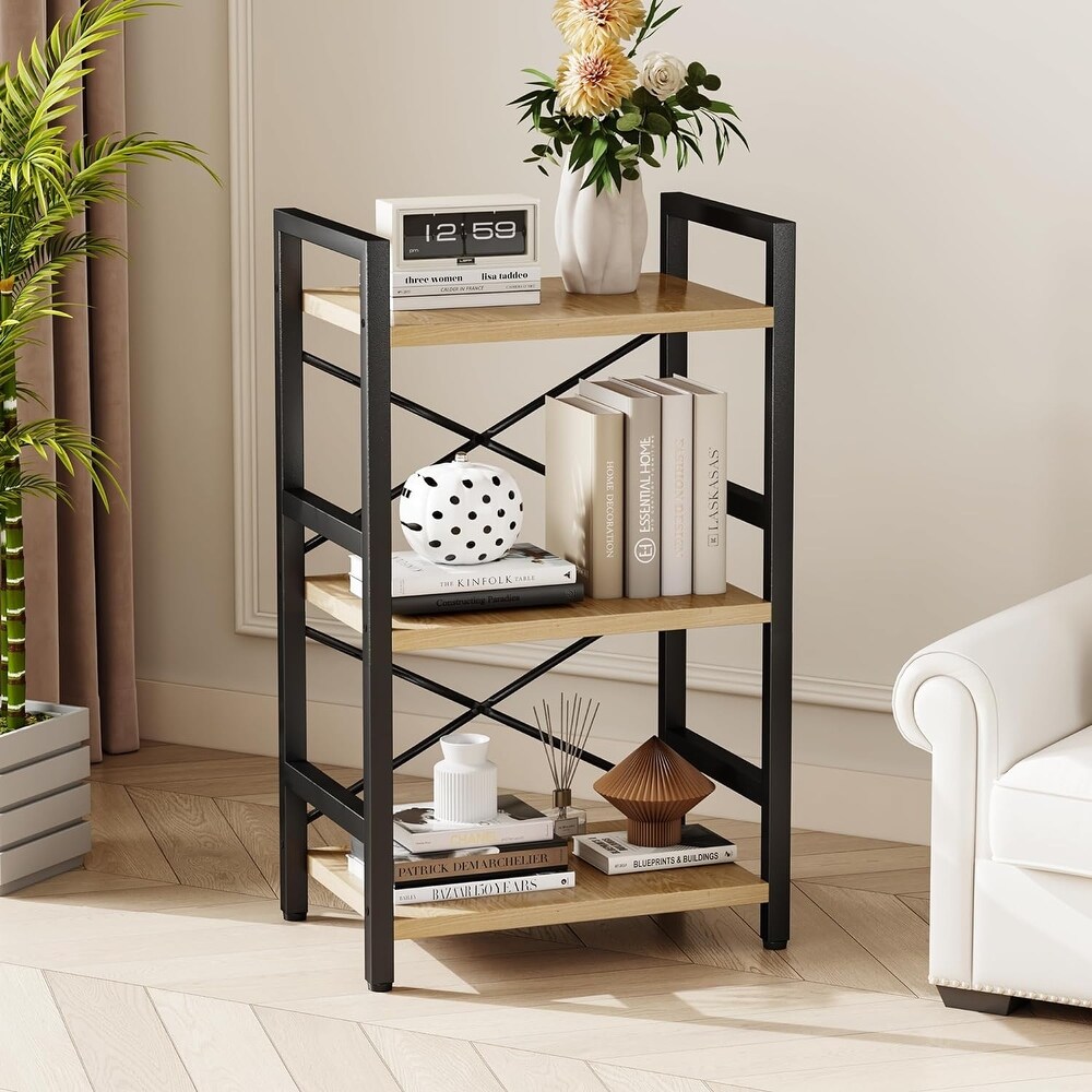 3 Tier Metal Industrial Small Bookcase