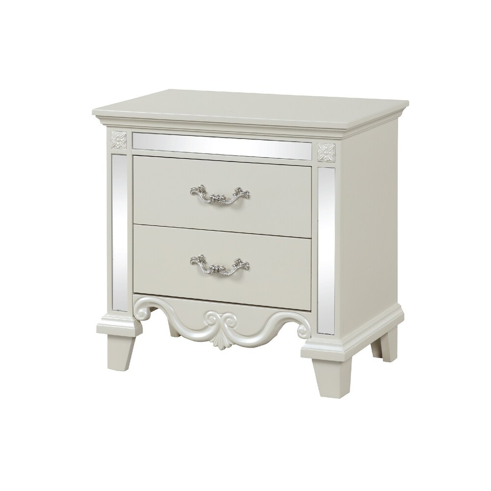 Mirrored Finish Bedside Table Nightstand Accent Table with 2 Drawers White Magnificent Bedside Cupboard Side Table Sofa Table