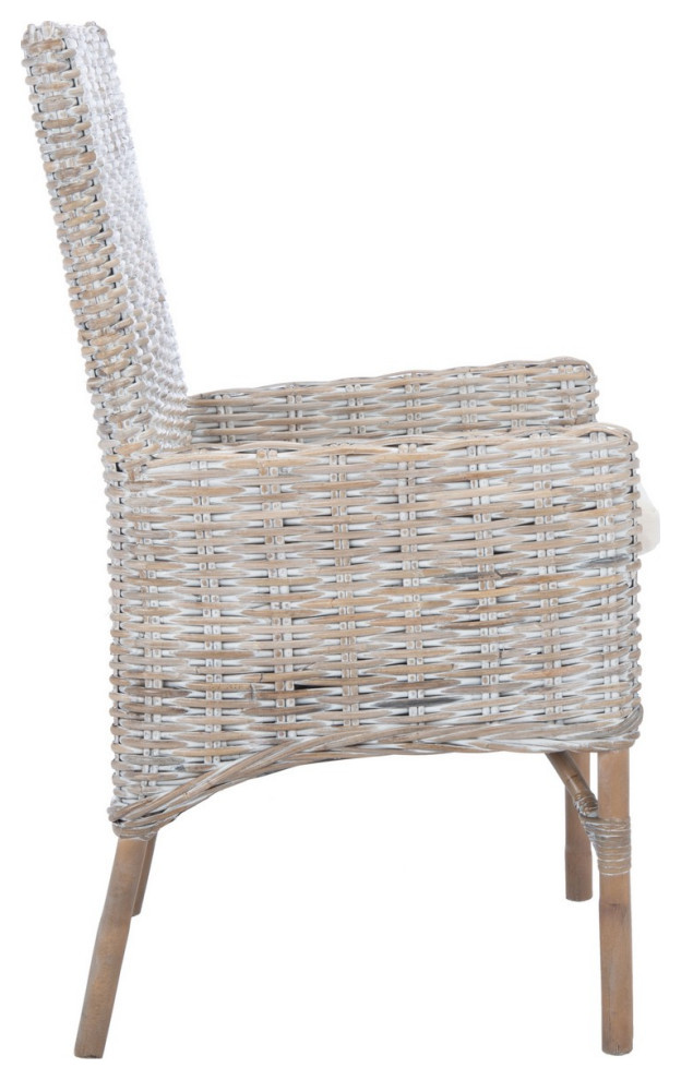 Clancy Rattan Accent Chair With Cushion Gray White Wash/White   Tropical   Armchairs And Accent Chairs   by V.S.D Furniture  Houzz