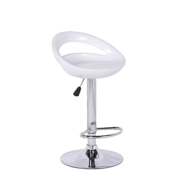 Stool made of ABS plastic and stainless steel base， adjustable seat height， white colour. Set of 2.