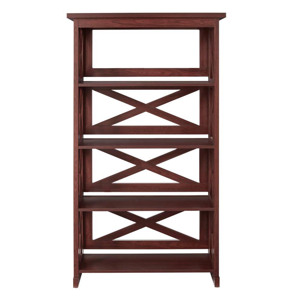 StyleWell Waybury 56 in. Warm Chestnut Brown Wood 4-Shelf Bookcase with Open Back HS202010-21