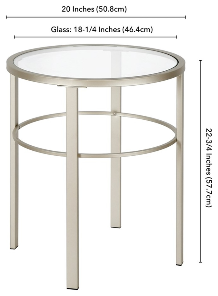 Pemberly Row Circle Side Table with Glass Top in Satin Nickel   Contemporary   Side Tables And End Tables   by Homesquare  Houzz