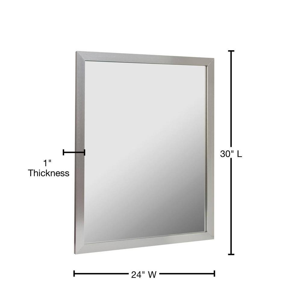 CRAFT + MAIN Reflections 24 in. W x 30 in. H Single Framed Wall Mirror in Brushed Nickel AM2430P-BN