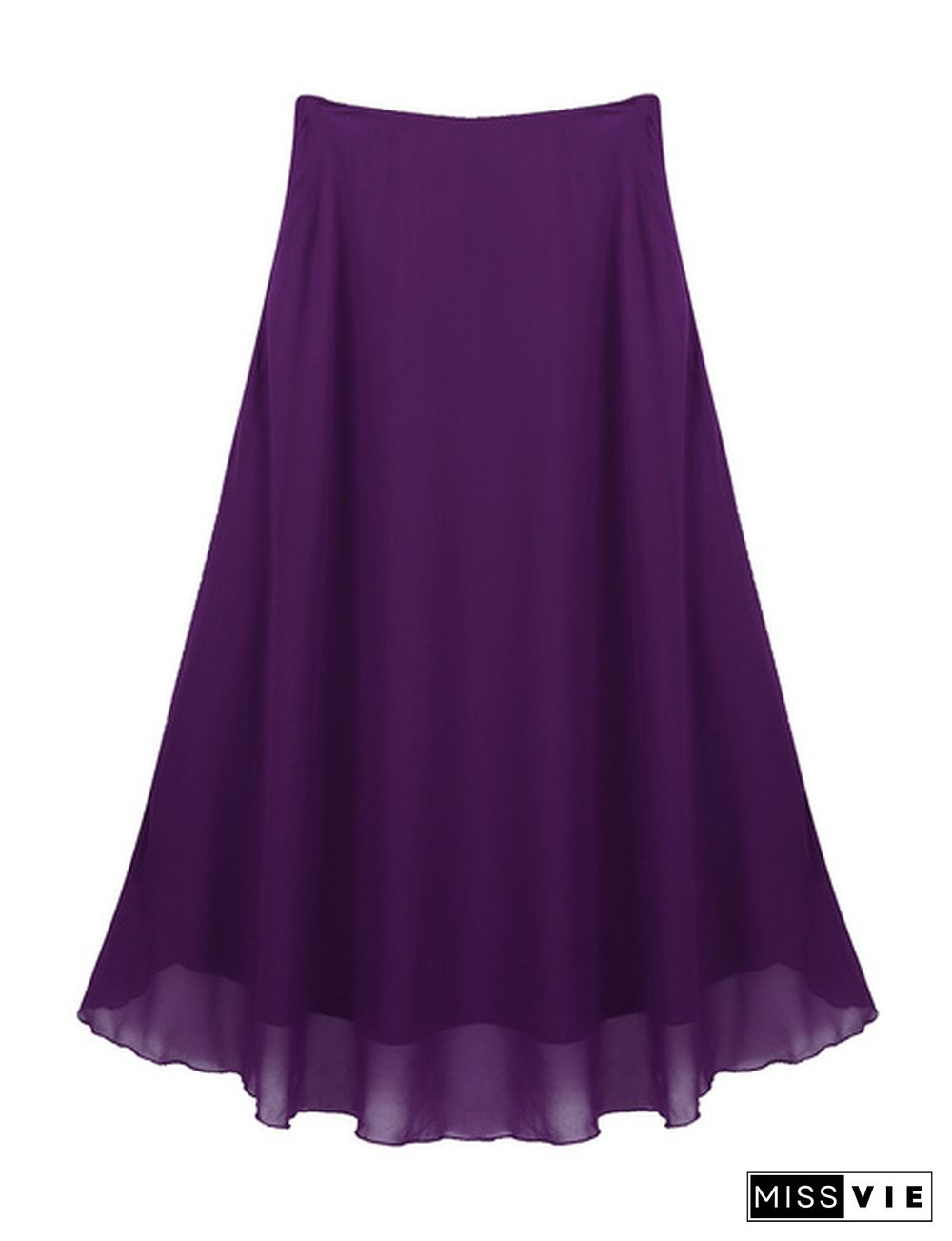 Ladies Elegant Summer High Waist Solid Color Maxi Long Chiffon Skirt For Beach Casual Wear