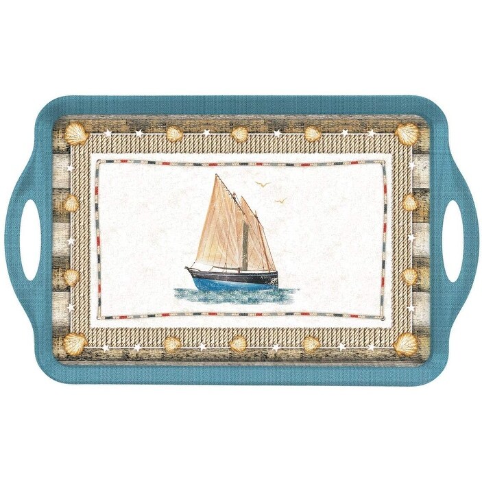 Pimpernel Coastal Breeze Large Melamine Handled Tray   19.25\