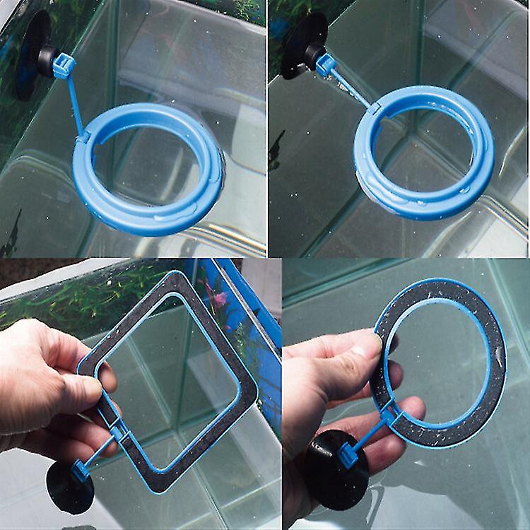 2 Pieces Feeding Circle Aquarium Fish Safety Spot Floating Fish Feeder Round Square And Round With Suction Cup