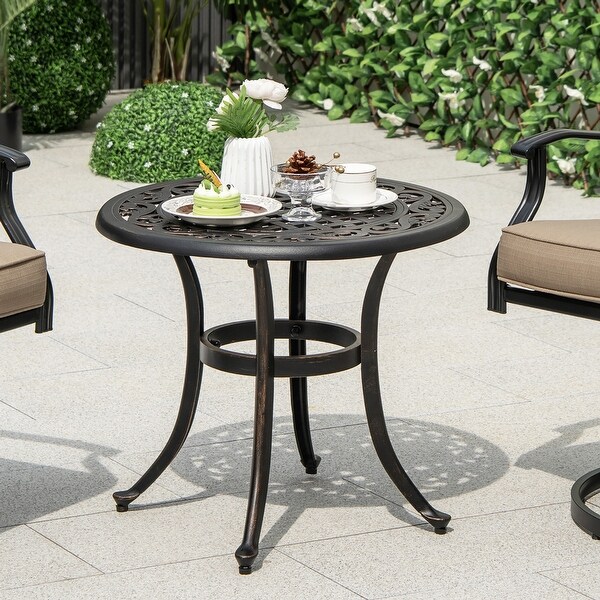 Gymax Cast Aluminum Patio Table 24''Outdoor Round Side Table AntiRust