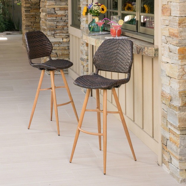 Laryn 2pk Wicker Barstools Multibrown Christopher Knight Home