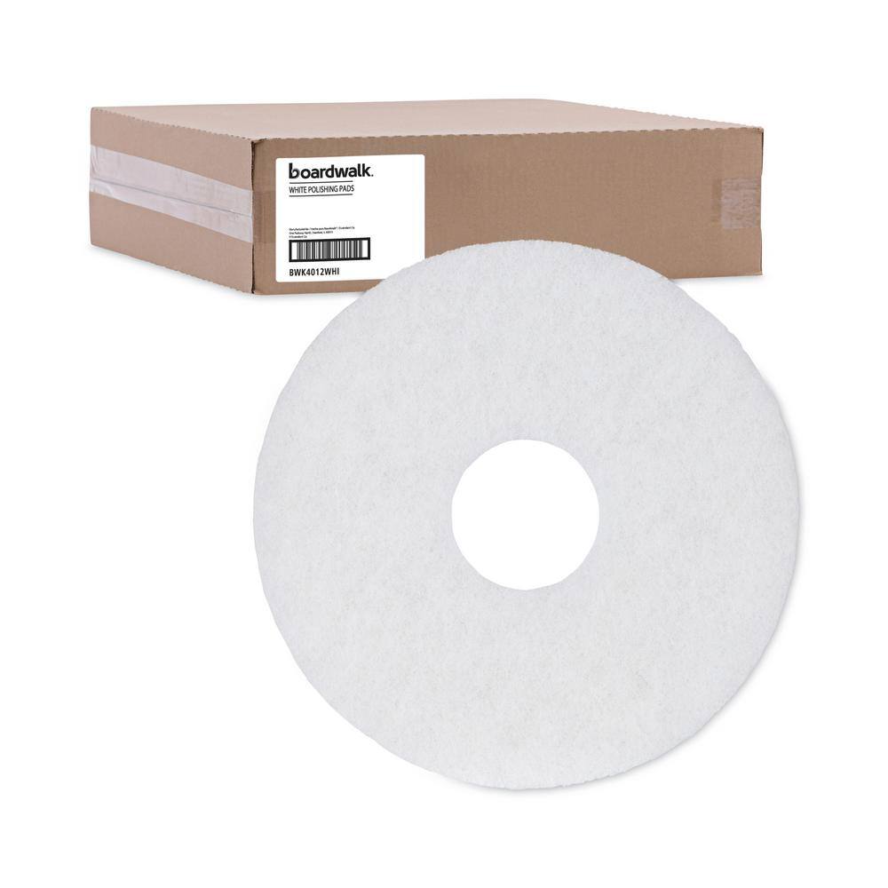 Premiere Pads 12 in. Dia Standard Polishing White Floor Pad (Case of 5) BWK4012WHI