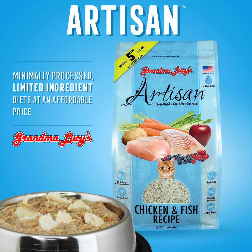 Grandma Lucy's Artisan Grain-Free Chicken and Fish Freeze-Dried Cat Fo