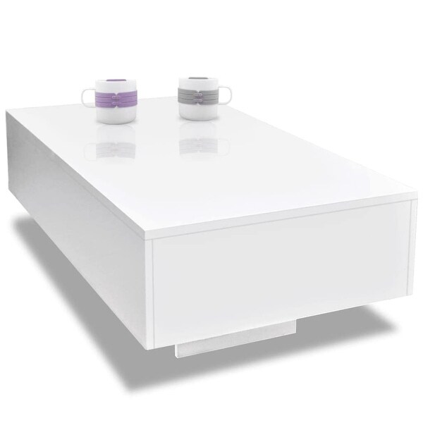 Coffee Table High Gloss White for Your Home， Living Room， Balcony Office， Farmhouse - as picture