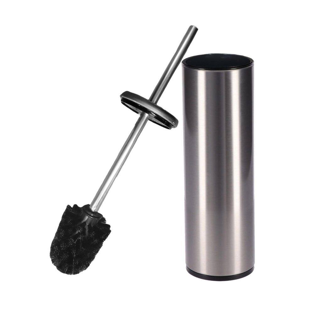 Freestanding Round Stainless-Steel Toilet Brush and Holder Set Chrome 6646102