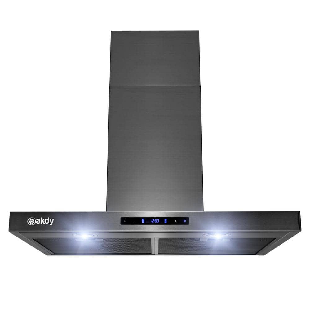 AKDY 30 in 343 CFM Convertible TShape Wall Mount Black Stainless Steel Kitchen Range Hood with Touch Panel