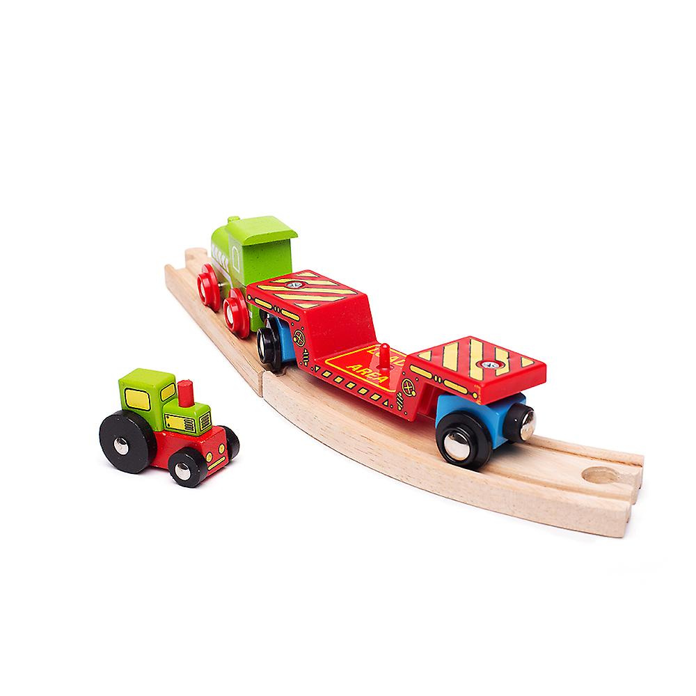 Bigjigs Rail Wooden Tractor Low Loader Engine Locomotive Train Railway