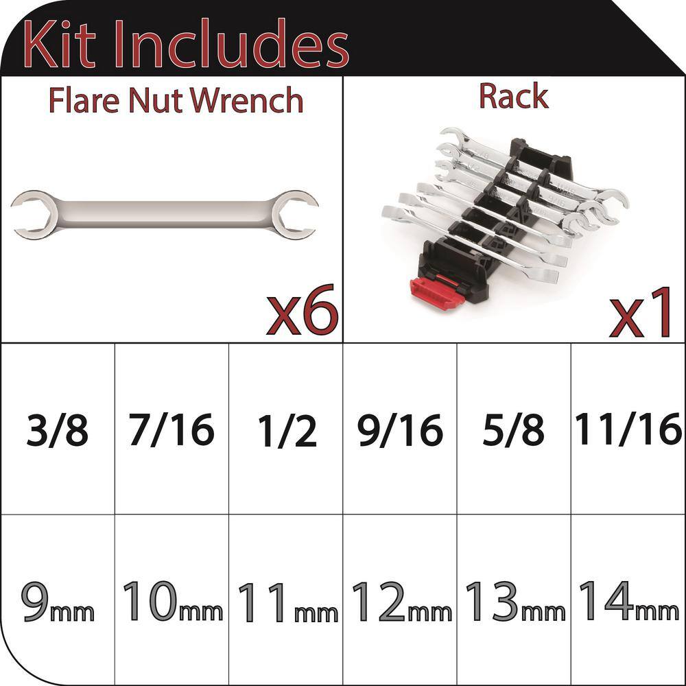 Husky SAE  MM Flare Nut Wrench Set (6-Piece) HFNW6PC-05