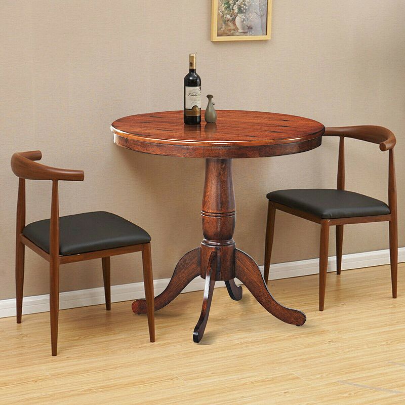 32 Inch Wooden Round Pub Pedestal Side Table