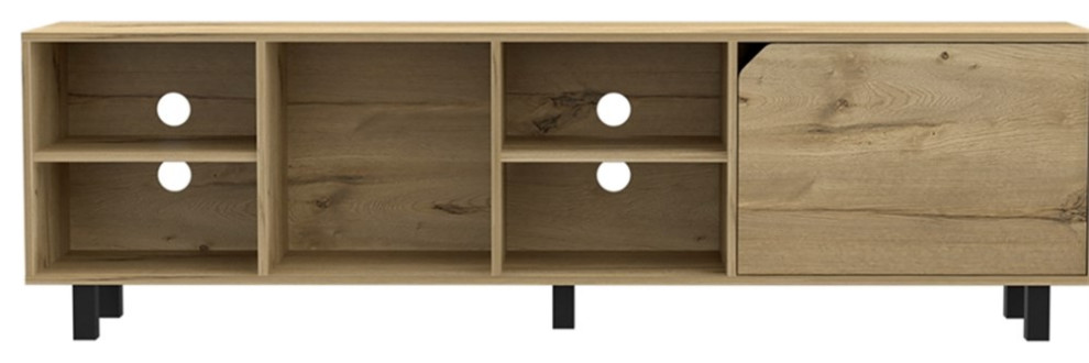 Atlin Designs Engineered Wood TV Stand For Living Room in Light Oak   Transitional   Entertainment Centers And Tv Stands   by Homesquare  Houzz