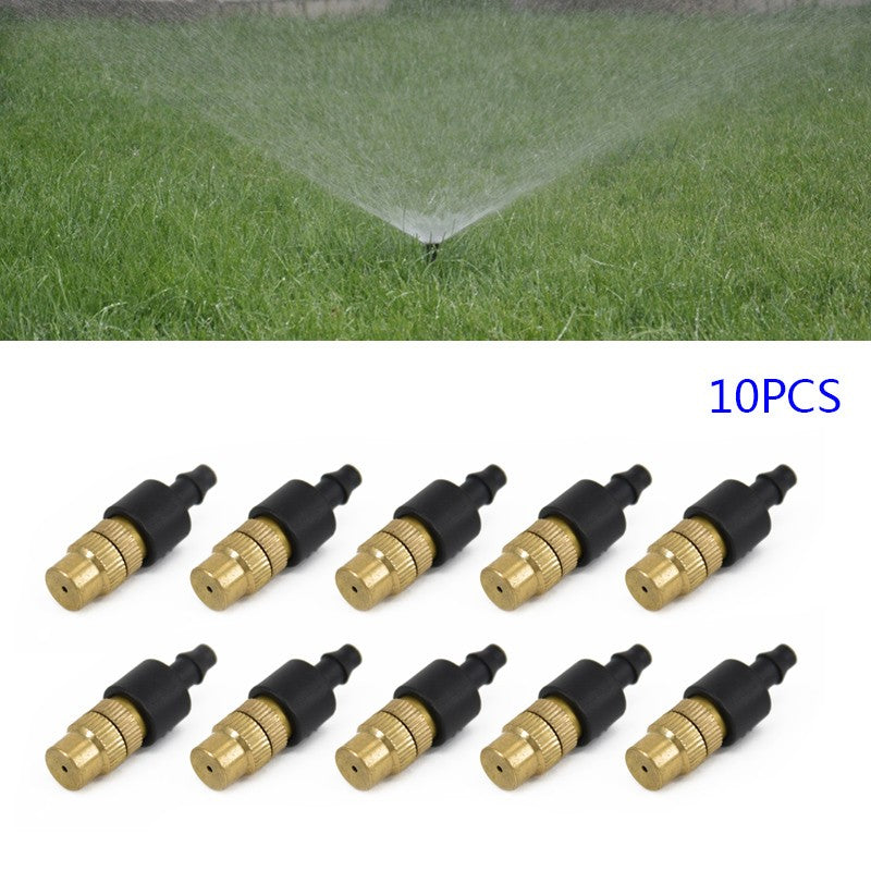 Yannee 10 Pcs Adjustable Brass Spray Misting Nozzle，Garden Cooling Irrigation Equipment for Lawn Vegetables Greenhouse