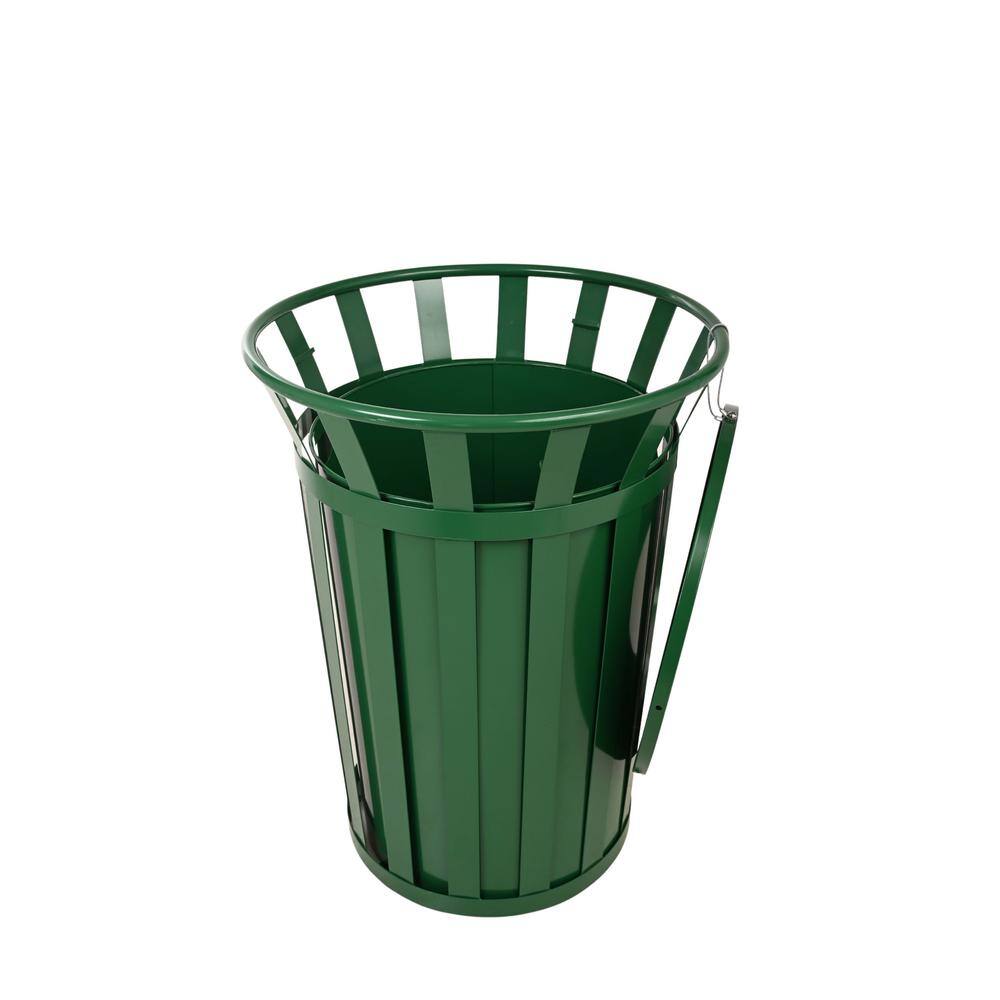 Alpine Industries 38 Gal. Green Outdoor Metal Slatted Commercial Trash Receptacle Trash Can 479-38-GRN-MKTCOPY