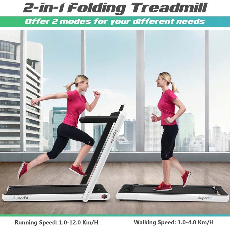 2 in 1 Folding Electric Treadmill for Home Gym, 2.25HP Under Desk Treadmill, Portable Walking Running Machine with Bluetooth Speaker