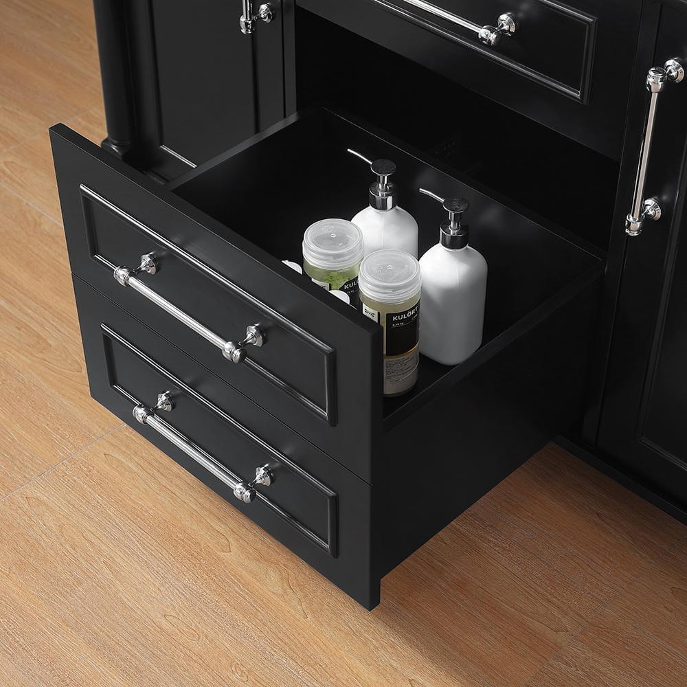 Home Decorators Collection Aberdeen 48 in W x 22 in D x 345 in H Bath Vanity in Black with White Carrara Marble Top