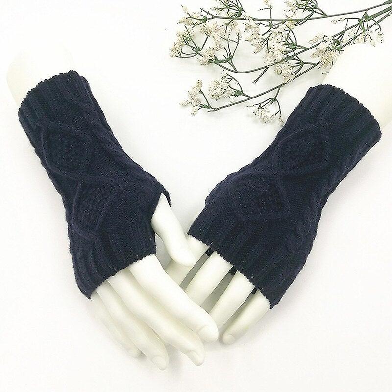 Winter Fall Knitted Gloves Navy Blue