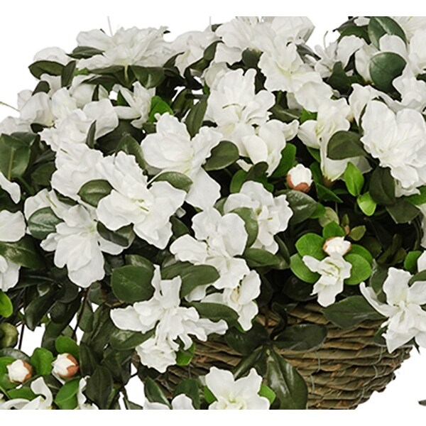 Faux White Azalea Hanging Basket