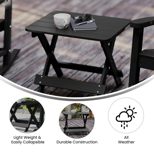 Emma And Oliver Portable Folding Hdpe Adirondack Side Table For Indoor outdoor Use