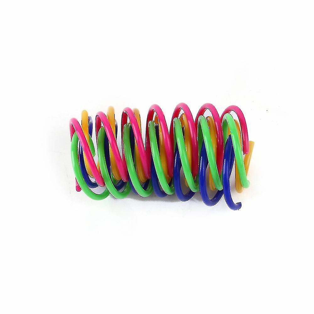 60 Pcs Cat Spring Toy Plastic Colorful Coil Spiral Springs Pet Action Wide