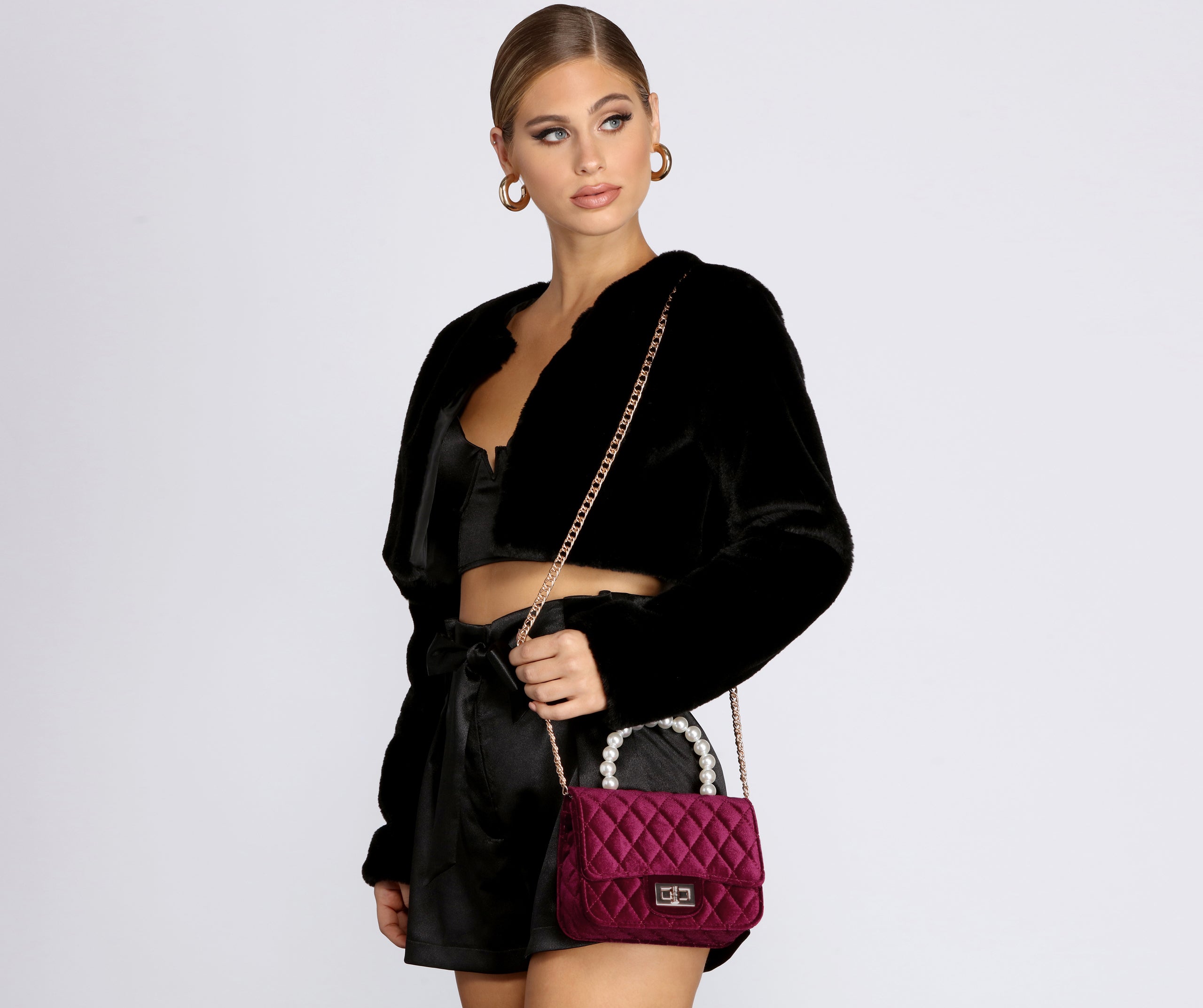 Velvet Quilted Handbag