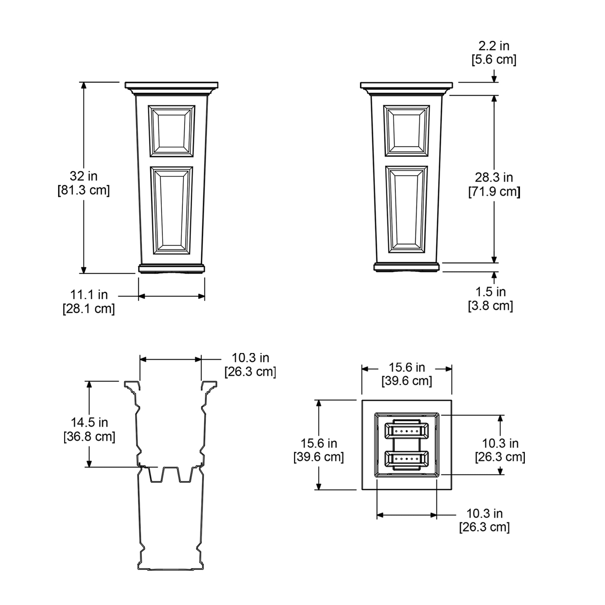 Nantucket 32in Tall Planter - Espresso