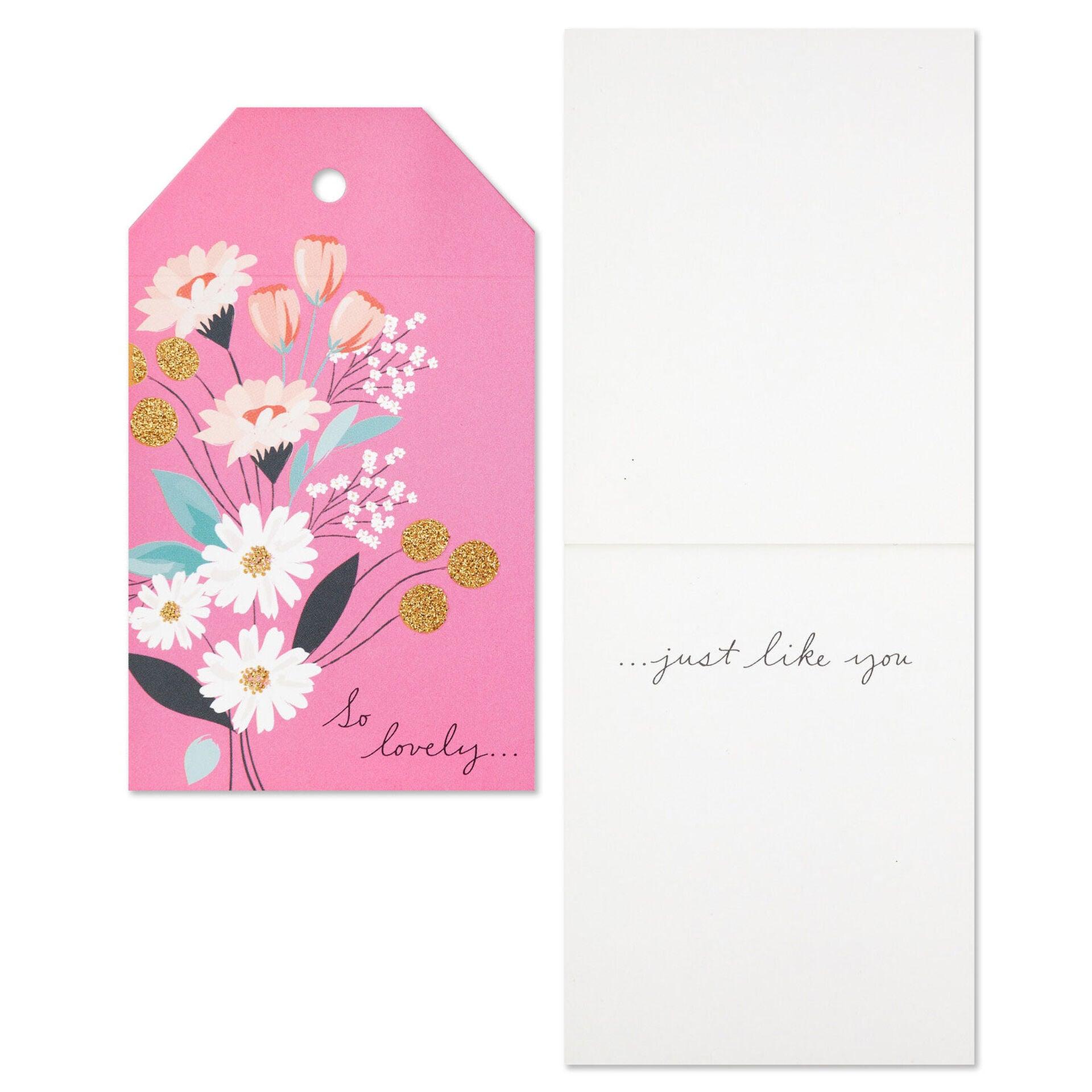 Hallmark  Pink Floral Large Gift Tag and Ribbon Set