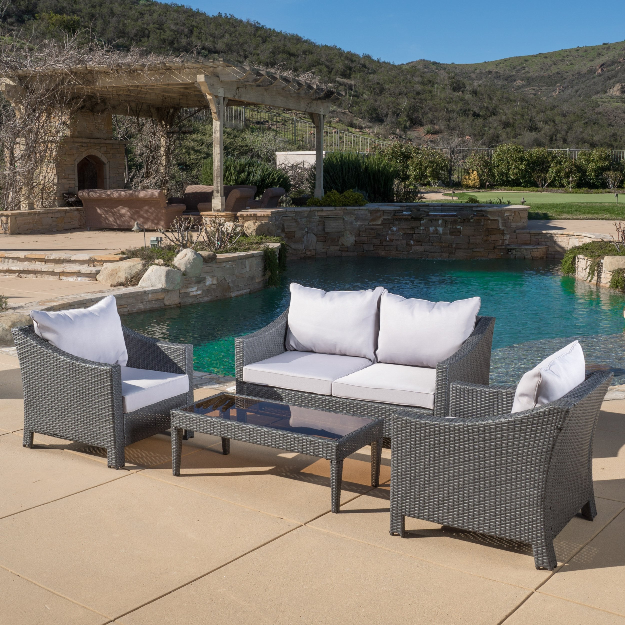 Caspian 4pc Outdoor Wicker Sofa Set