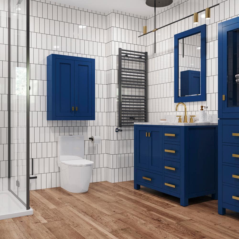 Water Creation Madison 24 in W x 33 in H x 8 in D Monarch Blue Bathroom Storage Wall Cabinet