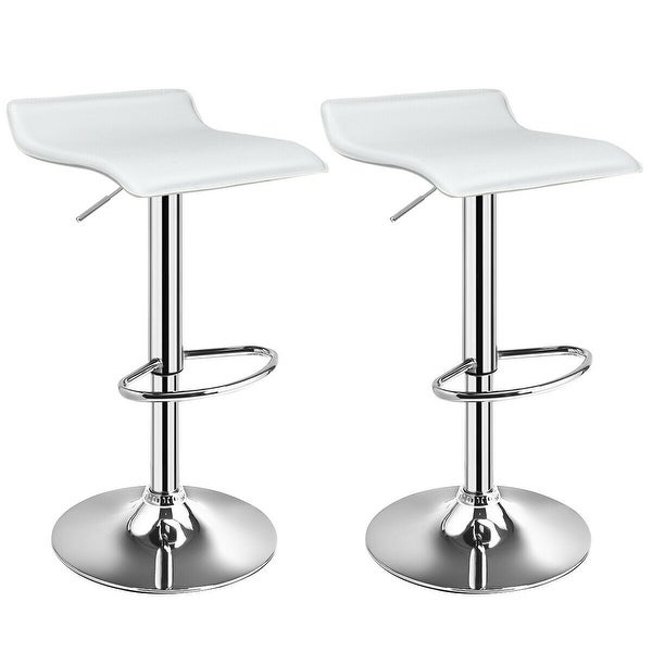 Set of 2 Adjustable PU Leather Backless Bar Stools