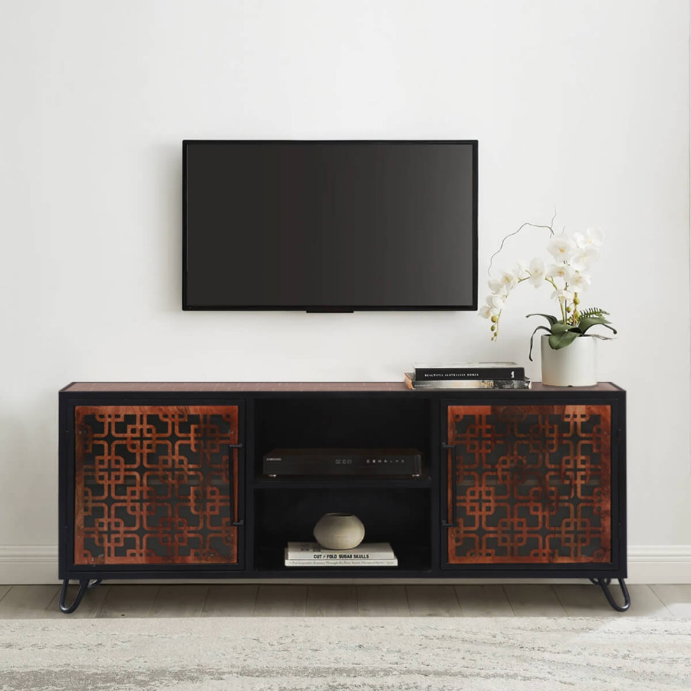 La Baule Rustic Solid Wood Modern TV Stand For 65 Inch TV   Industrial   Entertainment Centers And Tv Stands   by Sierra Living Concepts Inc  Houzz