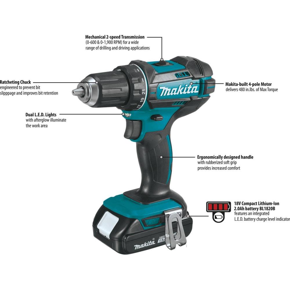 18V LXT? Lithium-Ion Compact Cordless 1/2 Driver-Drill Kit (1.5Ah)