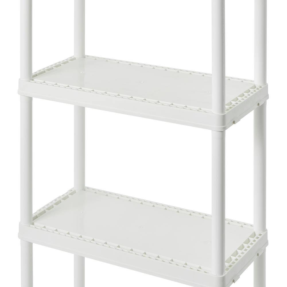 GRACIOUS LIVING White Solid Plastic Easily Assembled Light Duty Shelving Unit 24 in. L x 12 in. W x 48 in. H 91064-1C-90