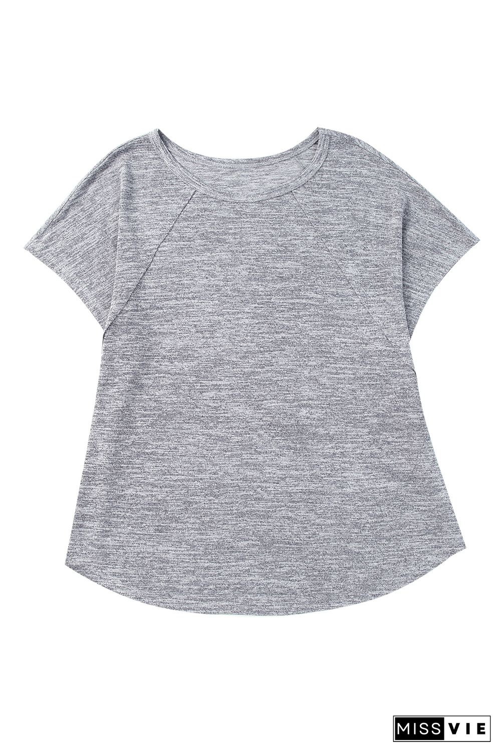 Gray Loose Slouchy Knitted Raglan Sleeves T-shirt