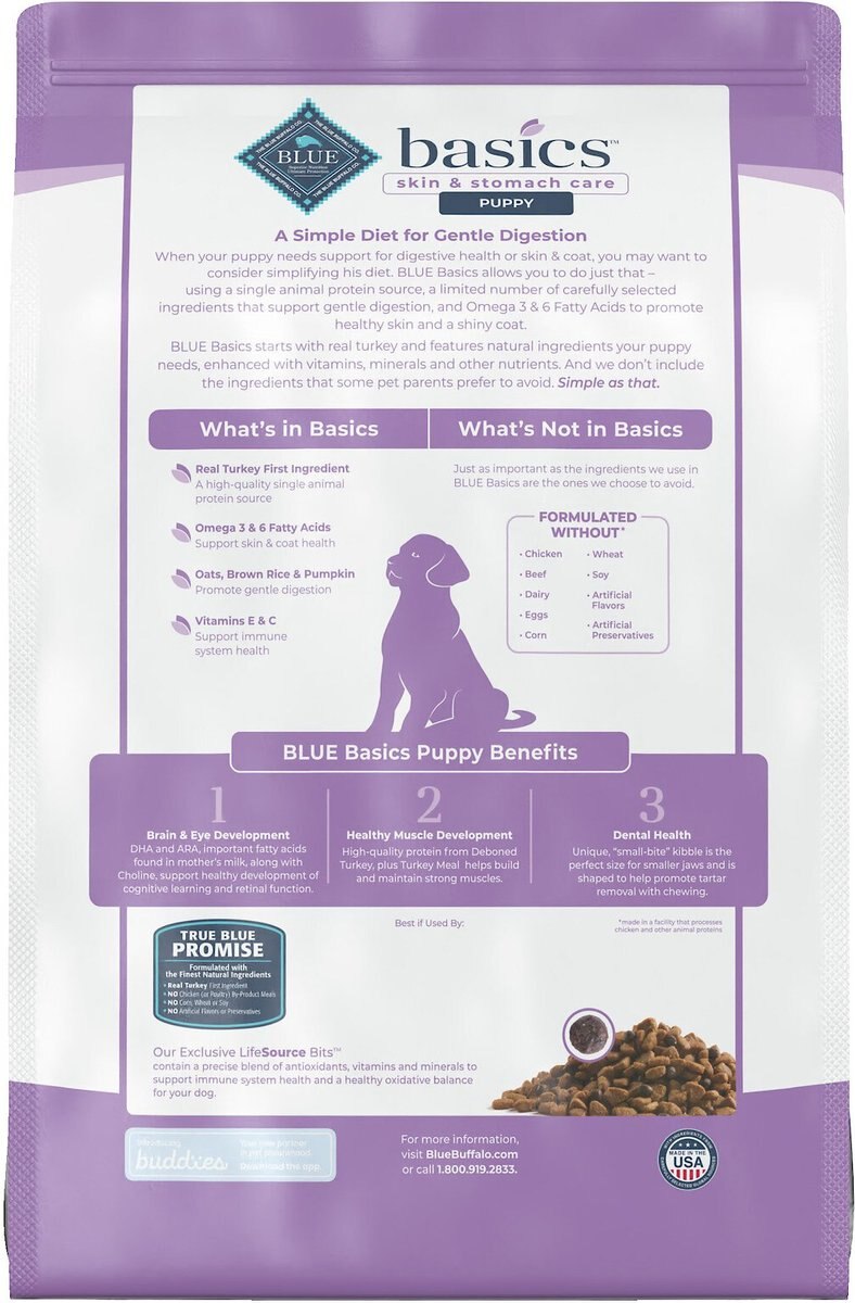 Blue Buffalo Basics Skin and Stomach Care Turkey and Potato Recipe Puppy Dry Dog Food