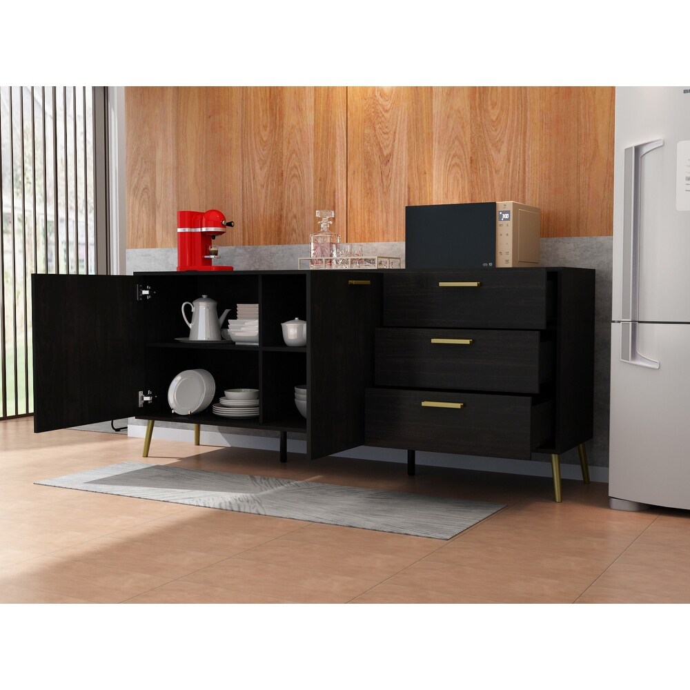 Modern 2 door Sideboard Storage Cabinet w/ 3 Drawers TV Stan