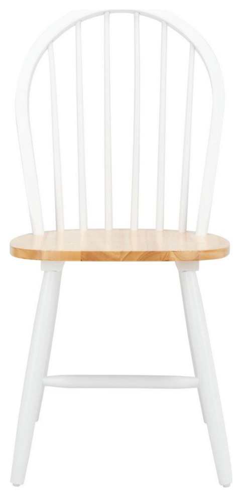 Newton Spindle Back Dining Chair  Set of 2  White/Natural   Midcentury   Dining Chairs   by Rustic Home Furniture Deco  Houzz