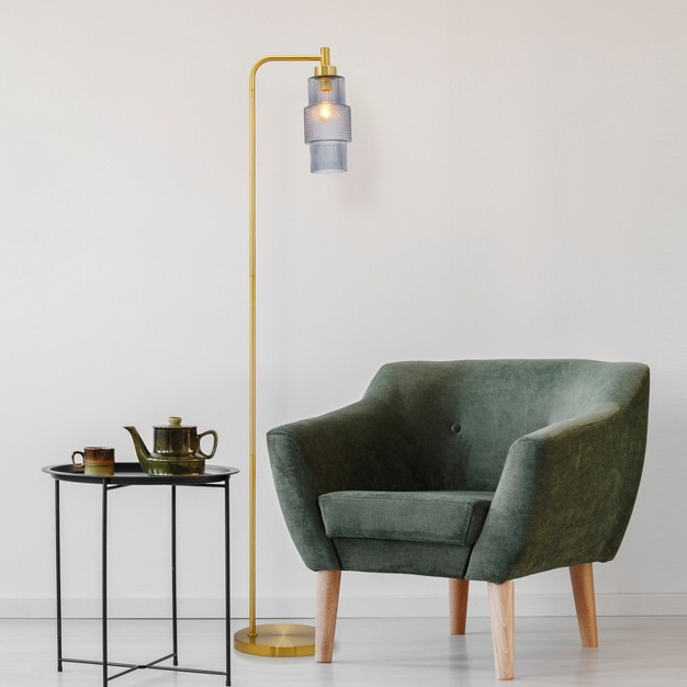 Kyra Pillar Shade Floor Lamp Blue gold River Of Goods