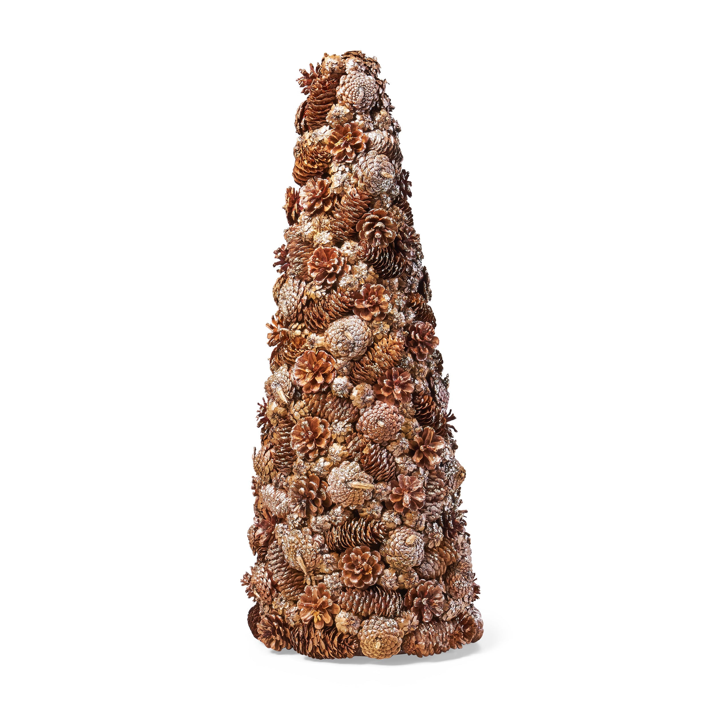 Khadi Pre-Decorated Pine Cone and Glitter Unlit Artificial Tabletop Christmas Tree