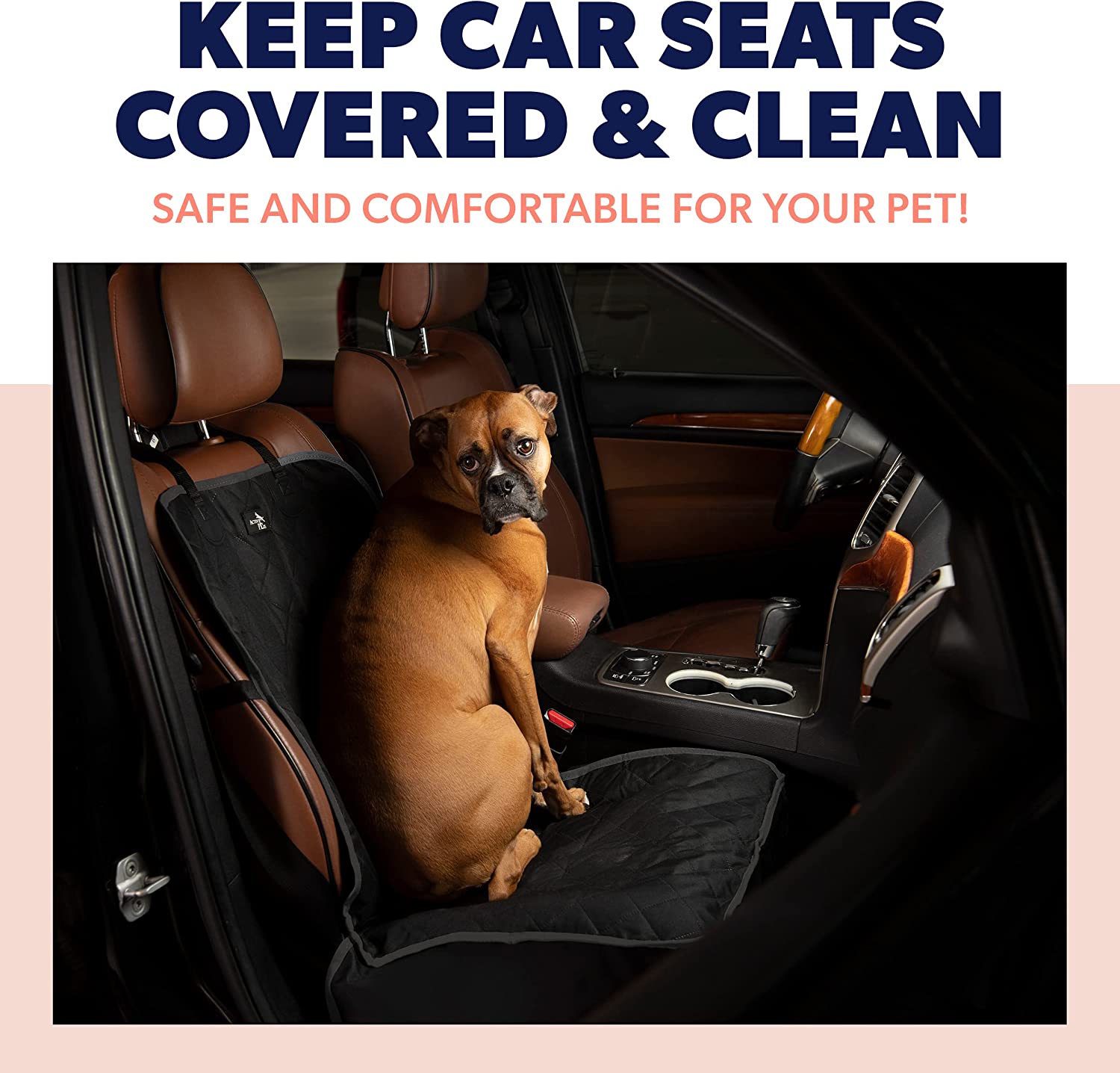 Waterproof Front Seat Car Cover， Full Protection Dog Car Seat Cover with Side Flaps， Nonslip Scratchproof Captain Chair Seat Cover Fits for Cars， Trucks， SUVs， Jeep