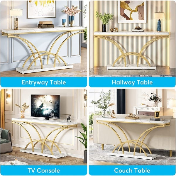 70.86 Inch Long Console Table Gold Sofa Table for Entryway