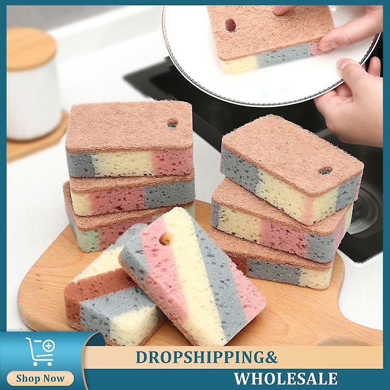 5/1pcs Pot Washing Sponges Double-sided Cleaning Spongs Household Scouring Pad Wipe Dishwashing