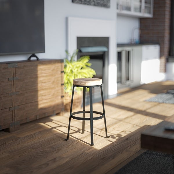 Enna Burned Mango Wood and Black Barstool - 19