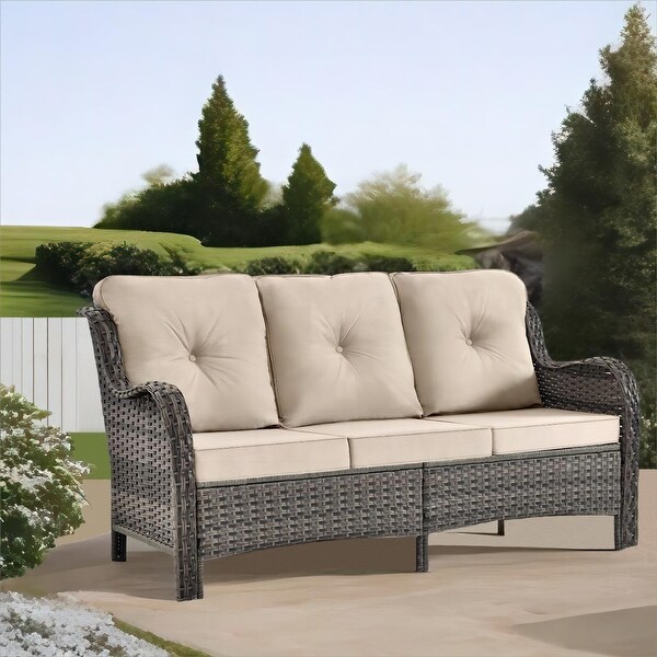 Wicker Patio Furniture Conversation Set with High Back Swivel Chairs and Storage Ottomans，Cushions Included🎃